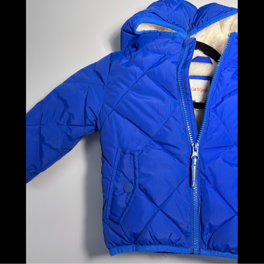 Cat & Jack Quilted & Lined Blue Boys Coat – Size 2T - Picture 3 of 6